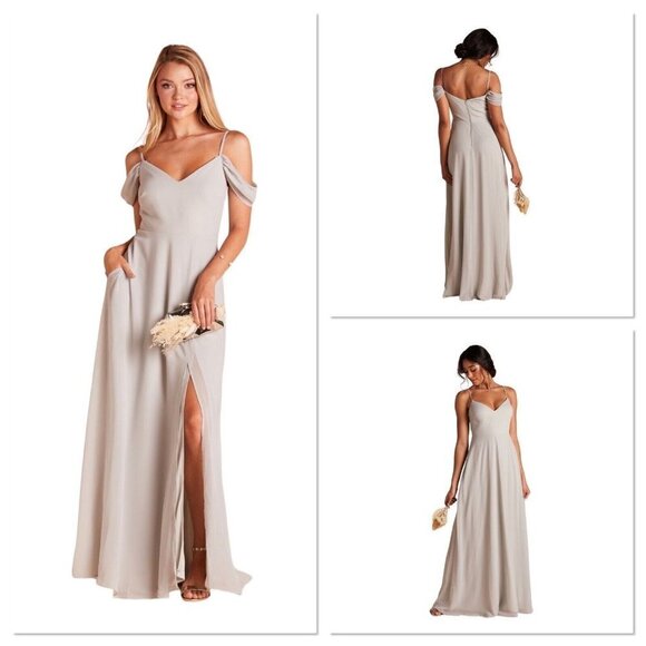 NWT Birdy Grey Devin Chiffon Convertible Maxi‎ Dress Dove Gray Women’s Size Med - Picture 1 of 12